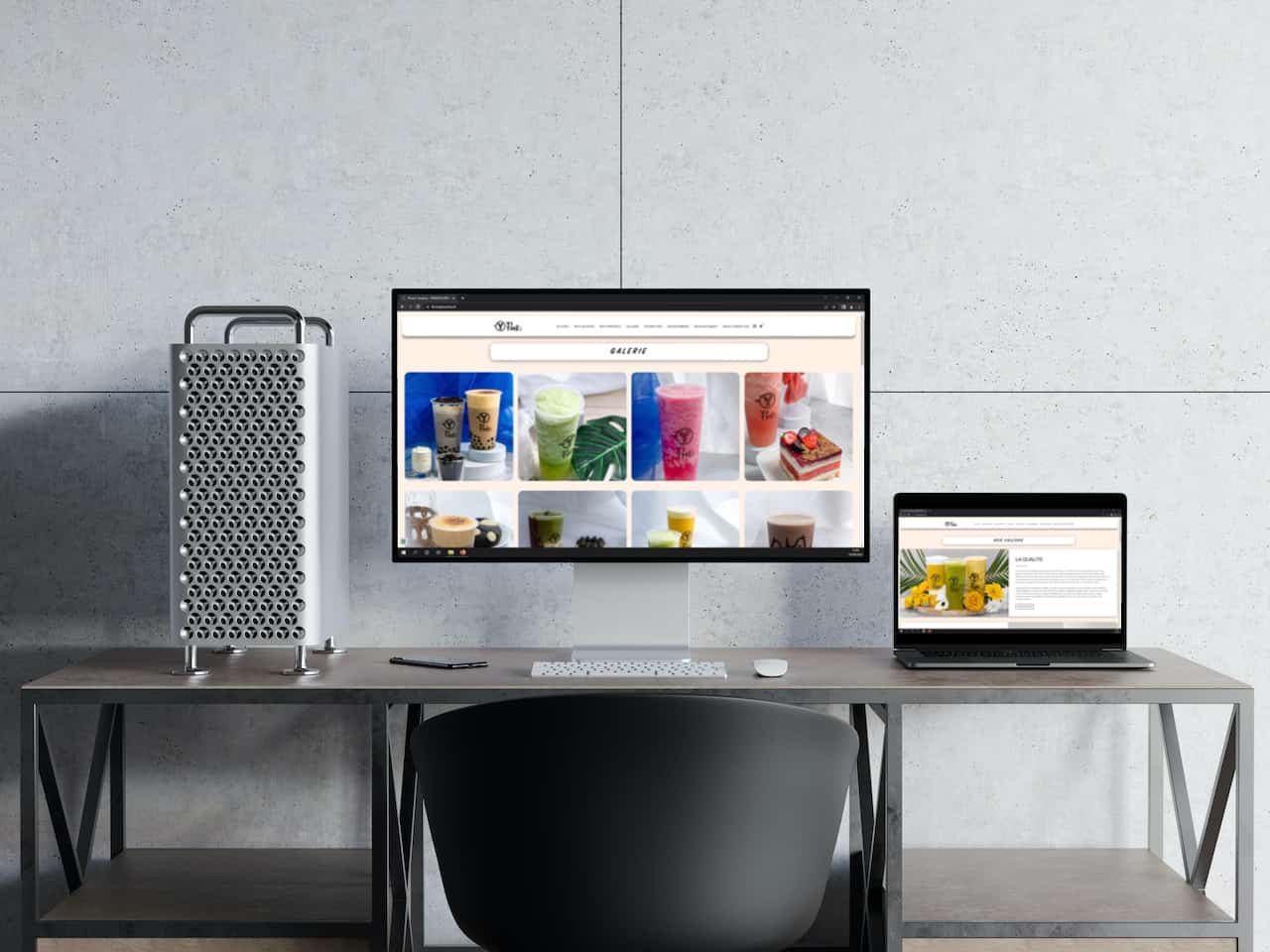 Exemple de site vitrine développé sur-mesure par Arkone, affiché sur plusieurs supports