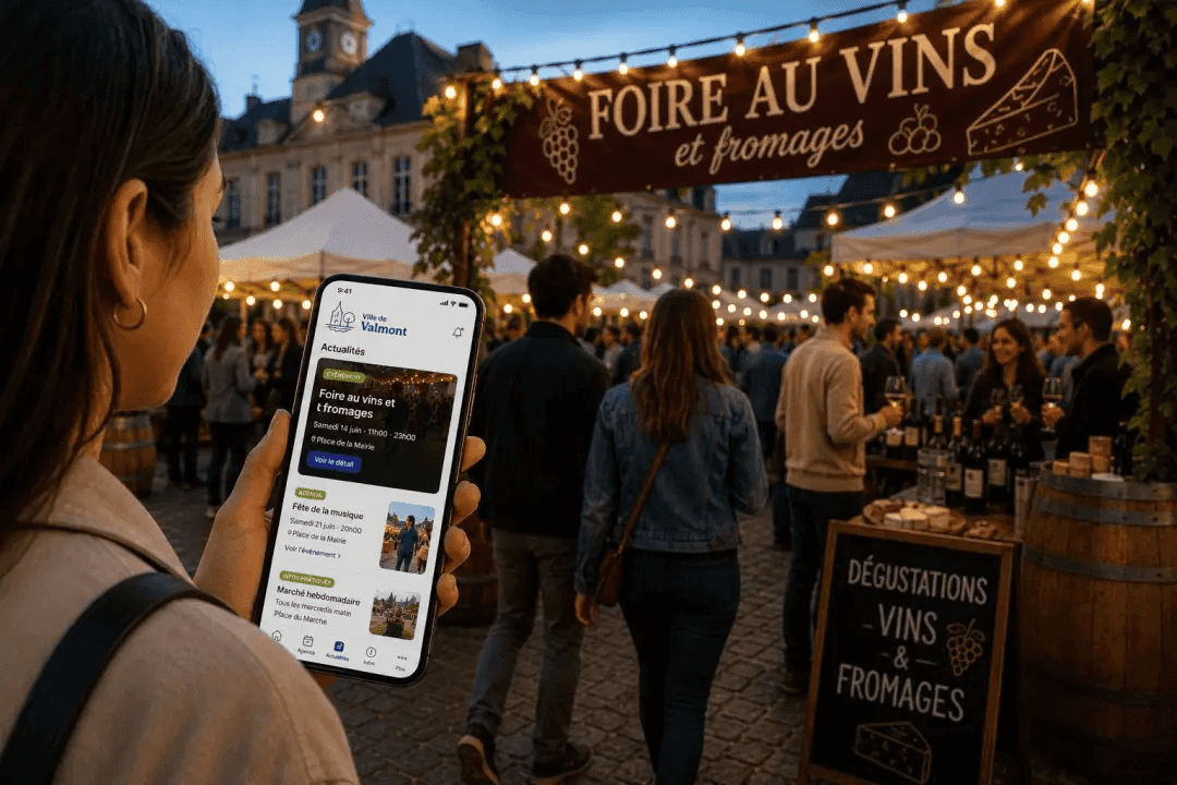 WanderMeet community application showcasing a town’s local news and events