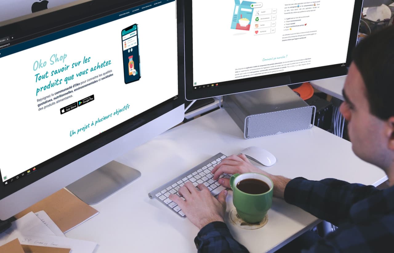 Mockup du site web d’Oko Shop réalisé par l’agence web et mobile Arkone