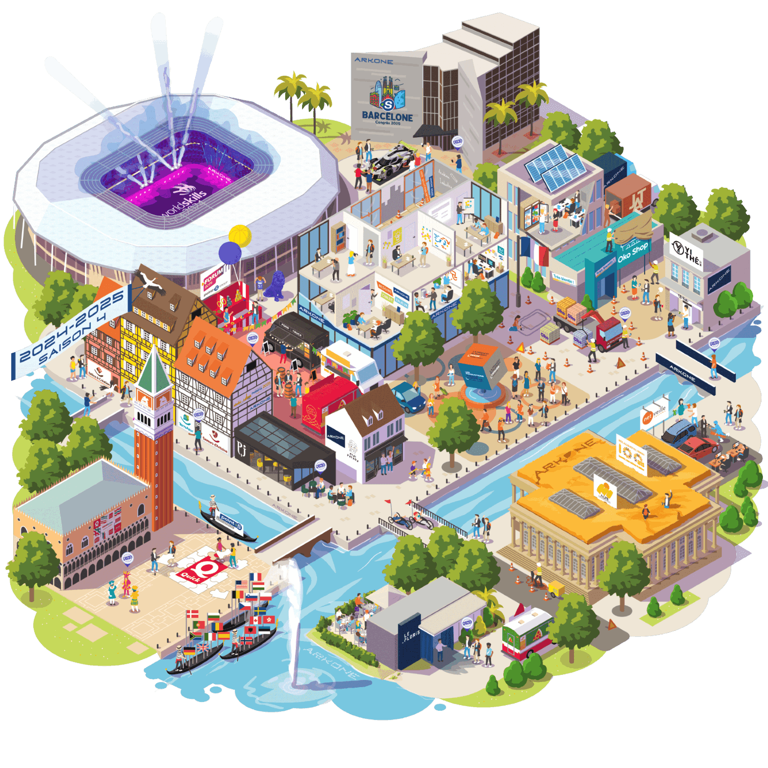 Illustration isométrique de la ville numérique Arkone