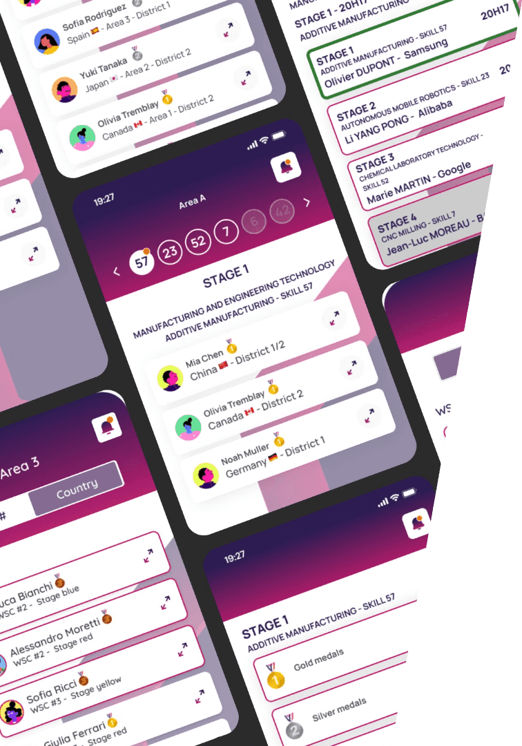 Application WorldSkills Lyon 2024 réalisée par Arkone