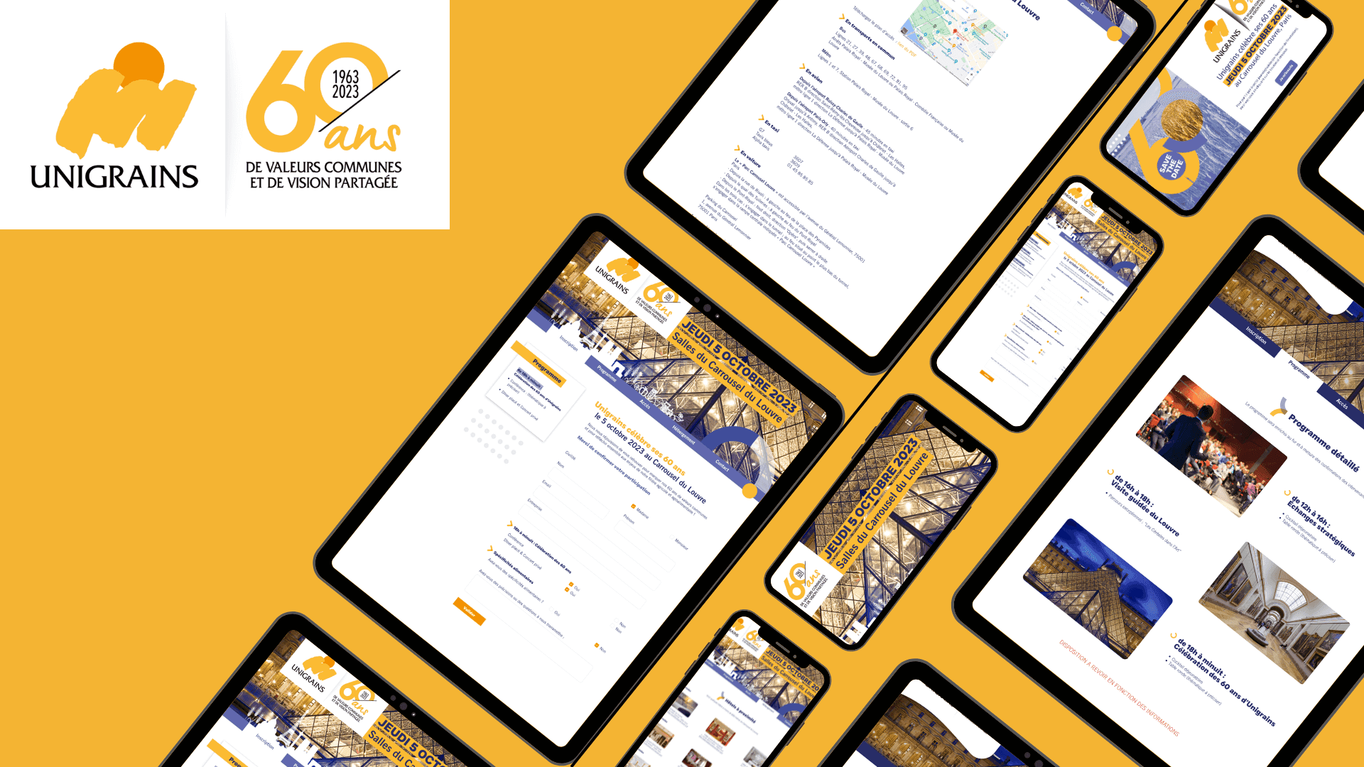 Mockup plateforme événementielle UNIGRAINS